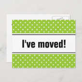 新しい自宅の引越しはがき | リンゴ緑の水玉模様 案内ポストカード (正面/裏面)