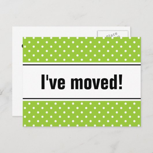 新しい自宅の引越しはがき | リンゴ緑の水玉模様 案内ポストカード (正面/裏面)