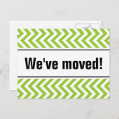 新しい自宅の引越しはがき | 緑色のジグザグストライプ線 案内ポストカード (正面/裏面)