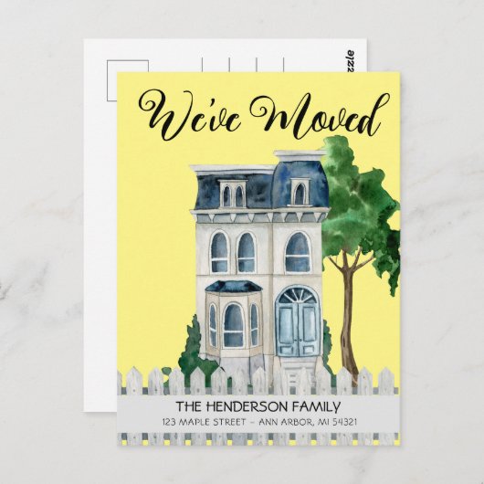 新しい自宅の引越し案内はがき ポストカード (正面/裏面)