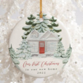 新しい自宅住所と年の初めてのクリスマス セラミックオーナメント