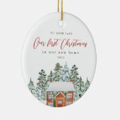 新しい自宅住所と年の初めてのクリスマス セラミックオーナメント (右)