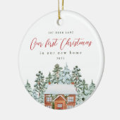 新しい自宅住所と年の初めてのクリスマス セラミックオーナメント (左)