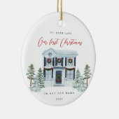 新しい自宅住所と年の初めてのクリスマス セラミックオーナメント (右)