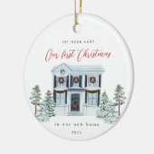 新しい自宅住所と年の初めてのクリスマス セラミックオーナメント (左)