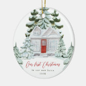 新しい自宅住所と年の初めてのクリスマス セラミックオーナメント (左)