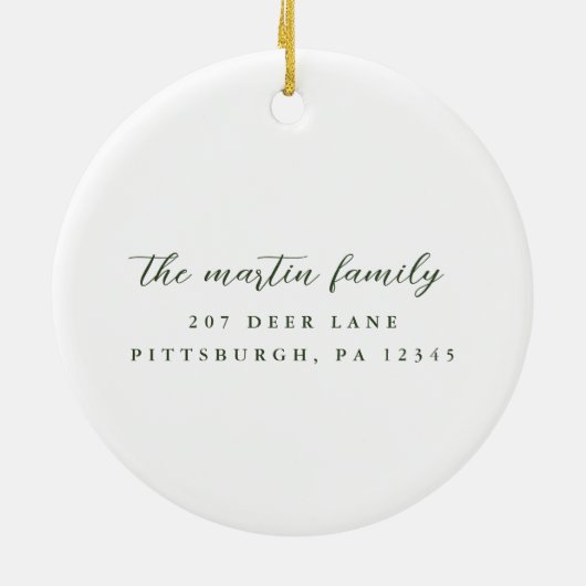 新しい自宅住所と年の初めてのクリスマス セラミックオーナメント (裏面)