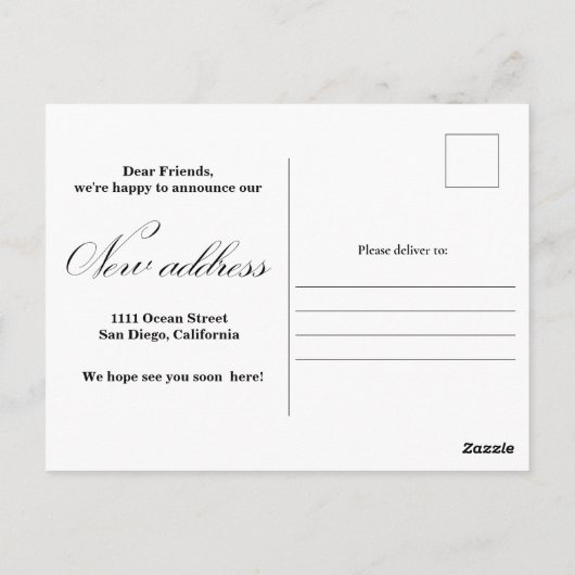 新しい自宅住所の写真のお知らせポストカード ポストカード (裏面)