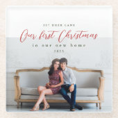 新しい自宅住所の初めてのクリスマス ガラスコースター (正面)