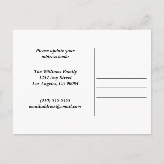 新しい自宅住所の変更カスタム家の写真 案内ポストカード (裏面)