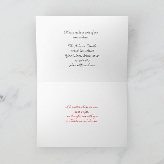 新しい自宅住所の変更クリスマス挨拶 シーズンカード (内部)