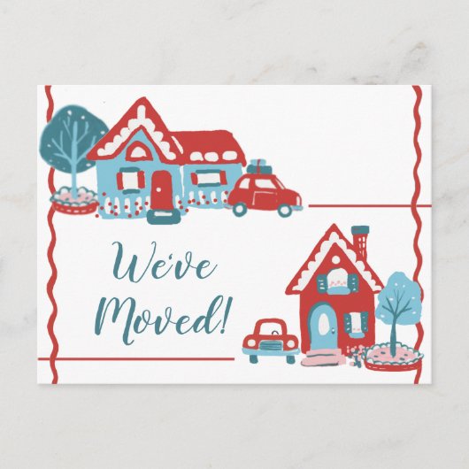 新しい自宅住所の変更移動したレトロヴィンテージ 案内ポストカード (正面)