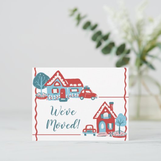 新しい自宅住所の変更移動したレトロヴィンテージ 案内ポストカード (スタンド正面)