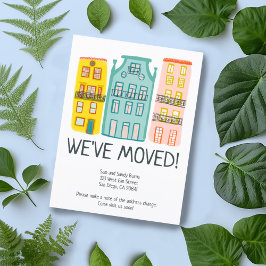 新しい自宅住所の引越し案内かわいい家 ポストカード