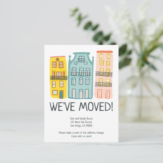 新しい自宅住所の引越し案内かわいい家 ポストカード (スタンド正面)