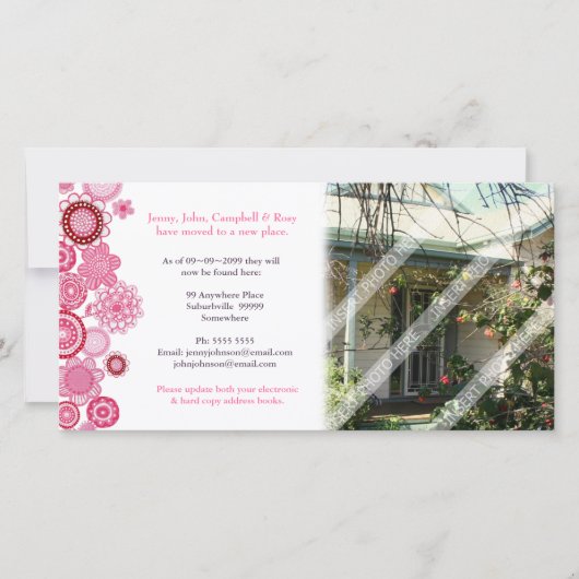 新しい自宅住所の更新フォトカード 案内状 (正面)