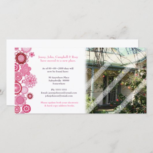 新しい自宅住所の更新フォトカード 案内状 (正面/裏面)