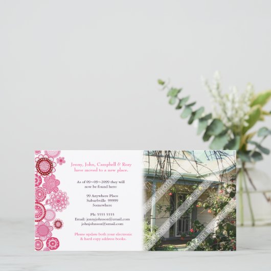 新しい自宅住所の更新フォトカード 案内状 (スタンド正面)