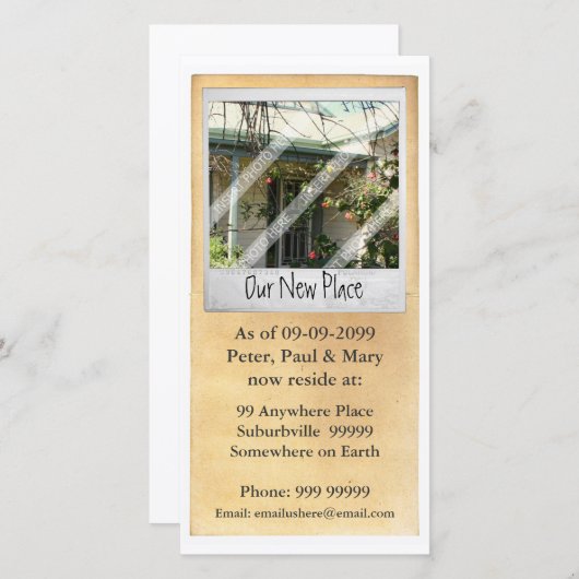 新しい自宅住所の通知フォトカード 案内状 (正面/裏面)