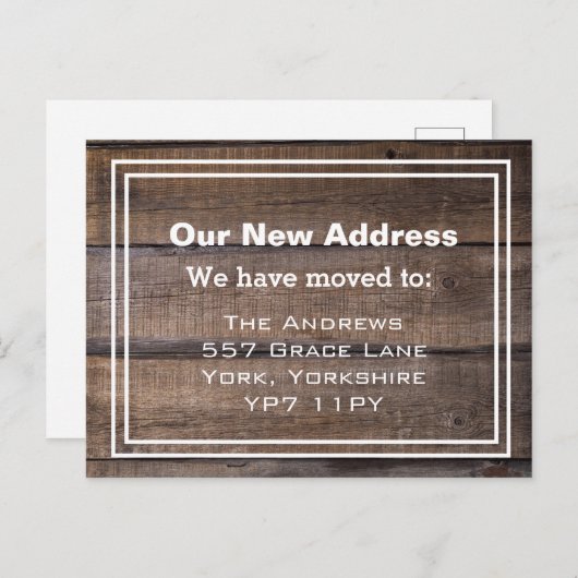 新しい自宅住所素朴の移動案内 ポストカード (正面/裏面)