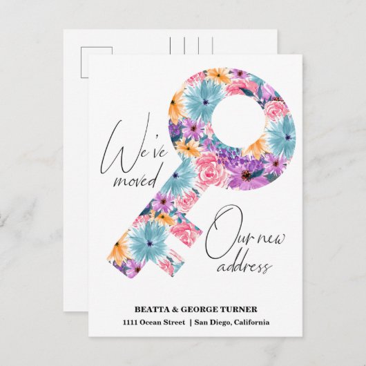 新しい自宅住所、お知らせポストカードの移動 案内ポストカード (正面/裏面)