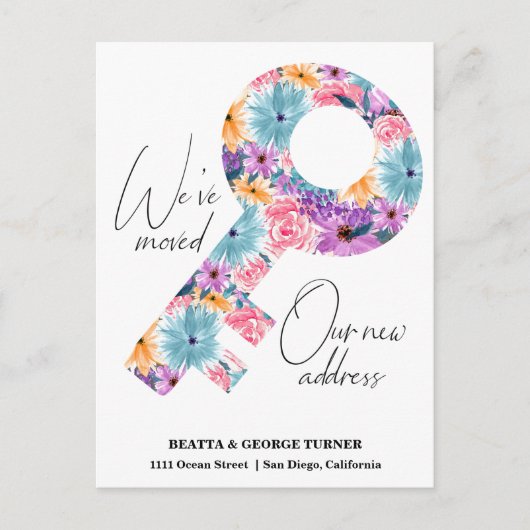 新しい自宅住所、お知らせポストカードの移動 案内ポストカード (正面)