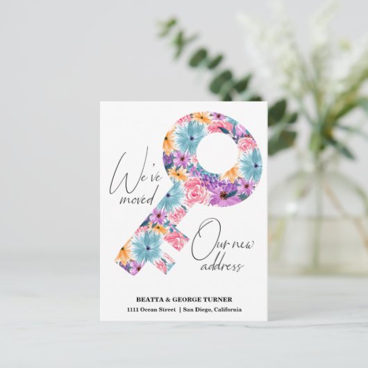 新しい自宅住所、お知らせポストカードの移動 案内ポストカード (スタンド正面)