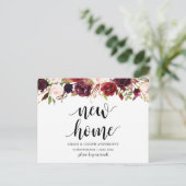 新しい自宅住所、バーガンディフローラ、お知らせ ポストカード (スタンド正面)