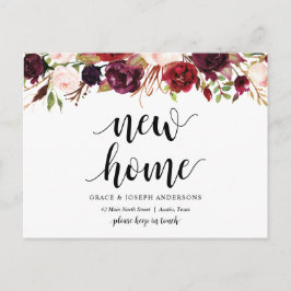 新しい自宅住所、バーガンディフローラ、お知らせ ポストカード