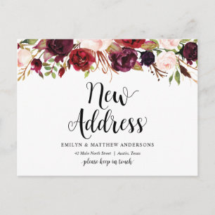 新しい自宅住所、ブルゴーニュフローラ、お知らせ ポストカード