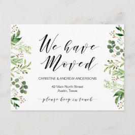 新しい自宅住所、緑、引っ越しのお知らせ ポストカード