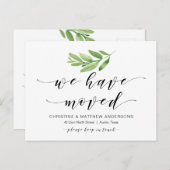 新しい自宅住所、緑、引っ越しのお知らせ ポストカード (正面/裏面)