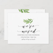 新しい自宅住所、緑、引っ越しのお知らせ ポストカード (正面/裏面)