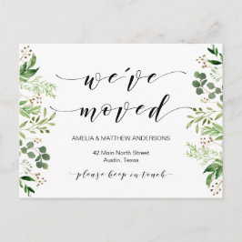 新しい自宅住所、緑、引っ越しのお知らせ ポストカード