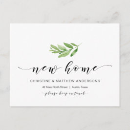 新しい自宅住所、緑、引っ越しのお知らせ ポストカード