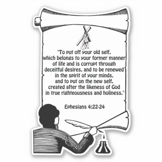 新しい自己変革エペソ4:22-24聖書の引用文 シール (正面)