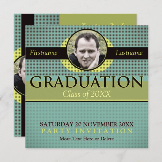 新しい自然の卒業とフォト招待状 招待状 (正面/裏面)