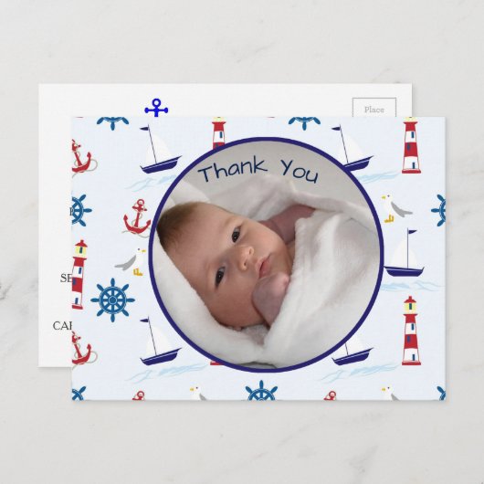 新しい航海の男の赤ちゃん 案内ポストカード (正面/裏面)