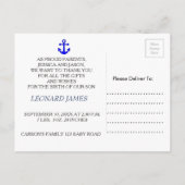 新しい航海の男の赤ちゃん 案内ポストカード (裏面)