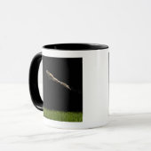 新しい芝生を離れて跳躍しているカエル マグカップ (正面左)