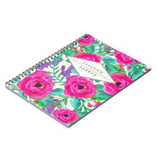 新しい花模様のパーソナライズなノート ノートブック (左側)