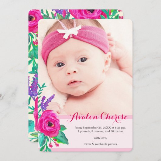 新しい花模様のフォトバース発表 案内状 (正面/裏面)