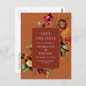 新しい花結婚式の日付を保存QRコード ポストカード (正面/裏面)