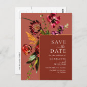 新しい花結婚式の日付を保存QRコード ポストカード (正面/裏面)