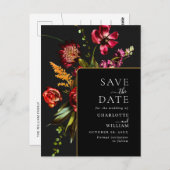 新しい花結婚式の日付を保存QRコード ポストカード (正面/裏面)