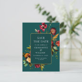 新しい花結婚式の日付を保存QRコード ポストカード (スタンド正面)