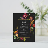 新しい花結婚式の日付を保存QRコード ポストカード (スタンド正面)