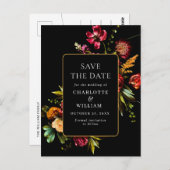 新しい花結婚式の日付を保存QRコード ポストカード (正面/裏面)