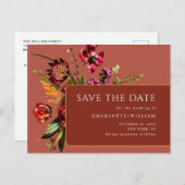 新しい花結婚式の日付を保存QRコード ポストカード (正面/裏面)