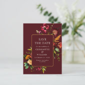 新しい花結婚式の日付を保存QRコード ポストカード (スタンド正面)